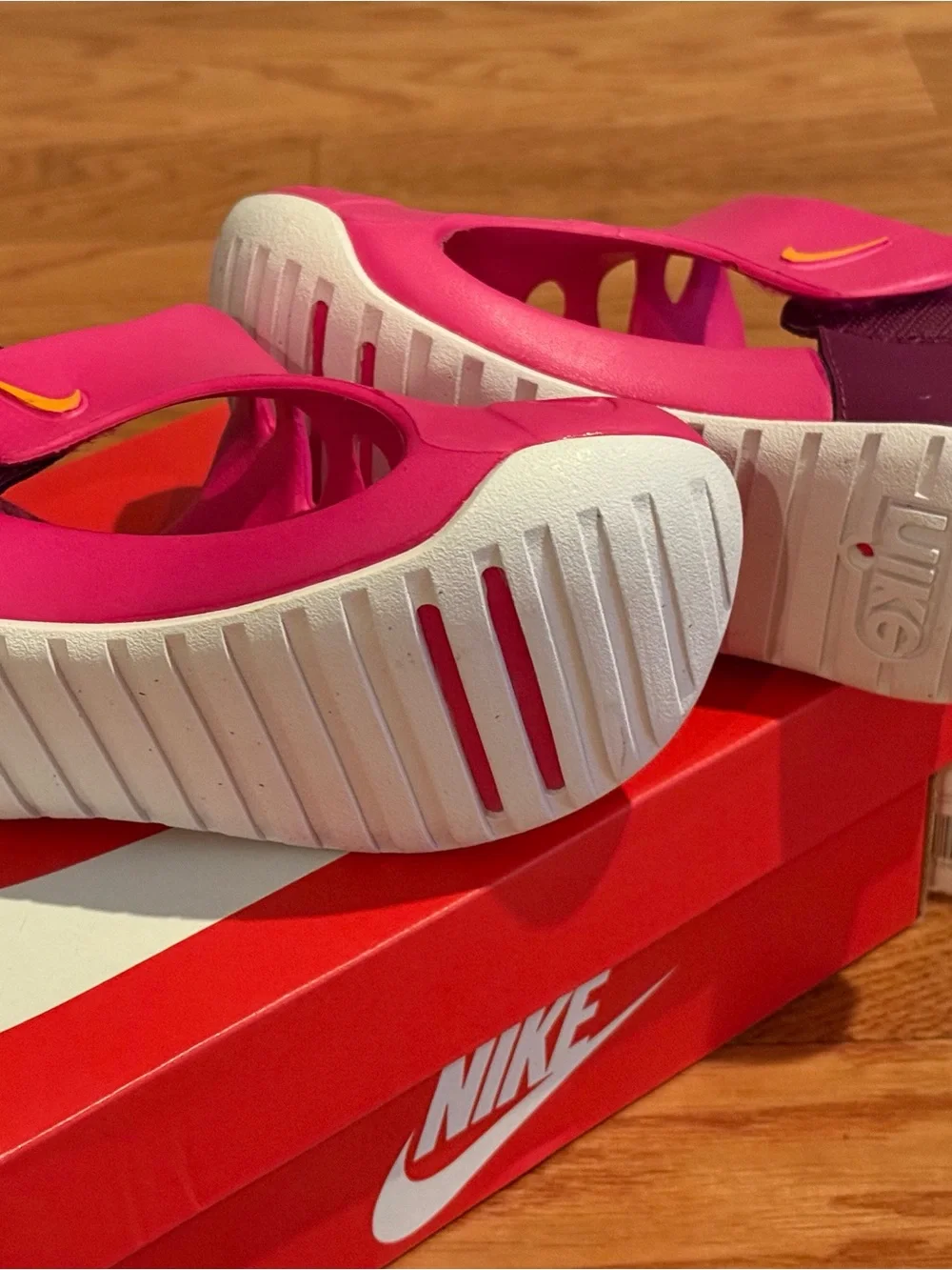 Nike Kids Pink and Purple Slip-On Water Sandals